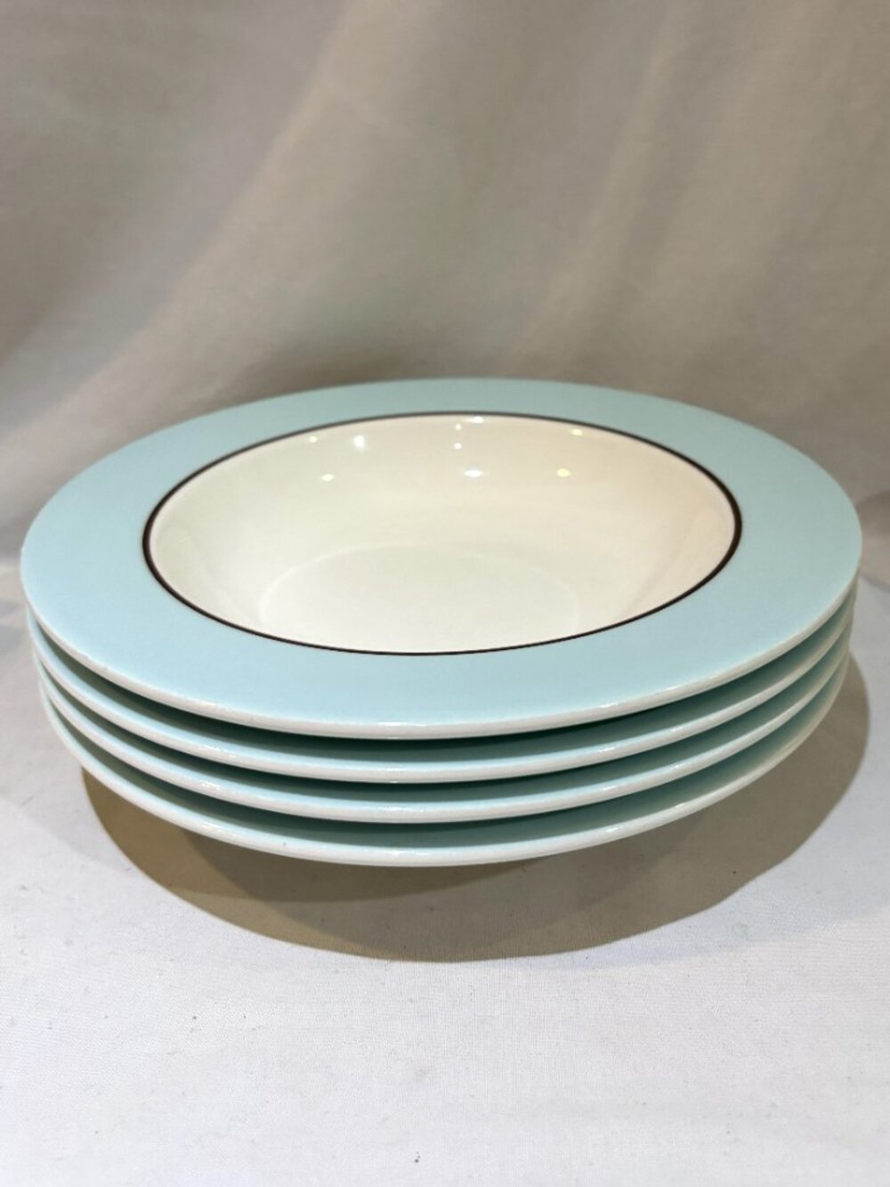 Set of 4 Pagnossin Treviso Rim Bowls for Soup Pasta Robin Egg Blue Made in Italy
